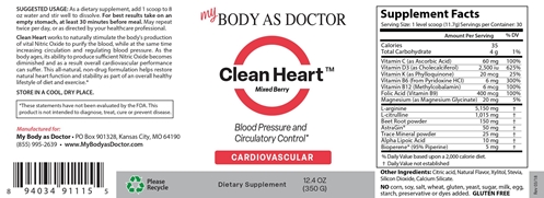 Clean Heart Blood Pressure Label