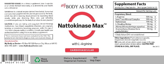 Nattokinase Cardiovascular Support Label