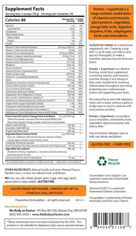 Protein Plus Mega-Superfood Back Label