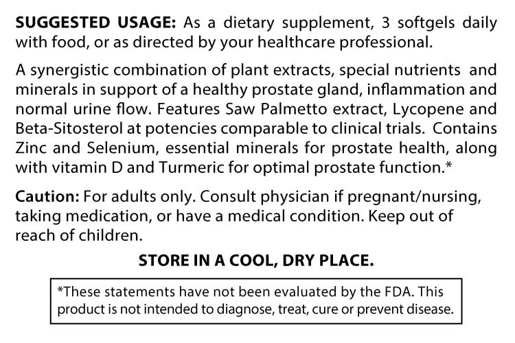 Prostate Support Clinical Strength Suggested Usage instructions
